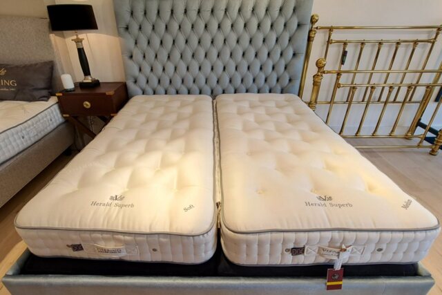 Emilia Grand Bedstead and Vispring Herald Divan Set - Superking - Ex Display.