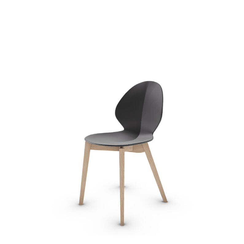Calligaris Basil CS1348 Wooden Frame Dining Chair - P900 Matt Taupe / P12 Smoke