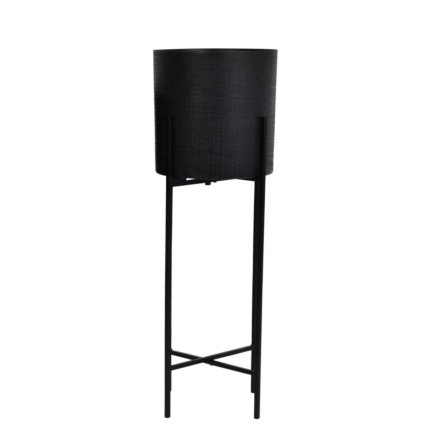 Clyde Floor Standing Matt Black Planter on Black Stand - Large