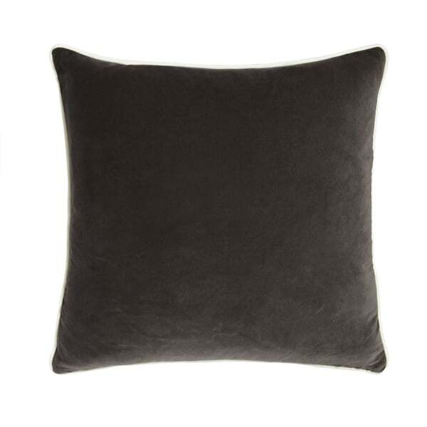 Pelham Charcoal, Sustainable Feather, Cushion, 55cm x 55cm - Andrew Martin Charcoal Velvet Plain - image 1