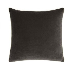 Pelham Charcoal, Sustainable Feather, Cushion, 55cm x 55cm - Andrew Martin Charcoal Velvet Plain - thumbnail 1