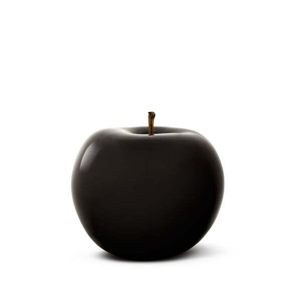 Black Glazed Apple, Fruit Sculpture, 20cm x 15cm, Black - Andrew Martin - image 1