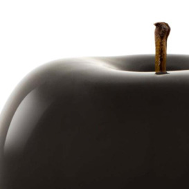 Black Glazed Apple, Fruit Sculpture, 20cm x 15cm, Black - Andrew Martin - thumbnail 2
