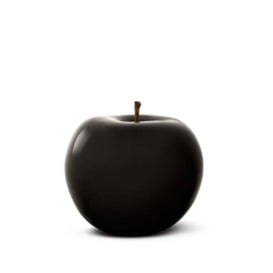 Black Glazed Apple, Fruit Sculpture, 20cm x 15cm, Black - Andrew Martin