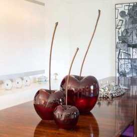 Bordeaux Glazed Cherry, Fruit Sculpture, 12cm x 10cm, Bordeaux - Andrew Martin - thumbnail 2
