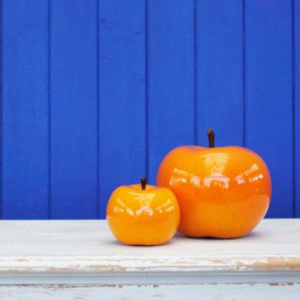 Orange Glazed Apple, Fruit Sculpture, 20cm x 15cm, Orange - Andrew Martin - thumbnail 2