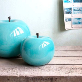 Apple - Glazed Turquoise (12Cm X 10Cm), Fruit Sculpture, 12cm x 10cm - Andrew Martin - thumbnail 2