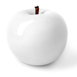 White Glazed Apple, Fruit Sculpture, 20cm x 15cm, White - Andrew Martin - thumbnail 2