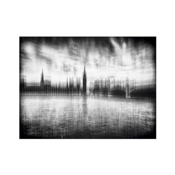 London Skyline Blurred, Plexiglass Artwork, 120cm x 80cm, Black/Grey - Andrew Martin - image 1