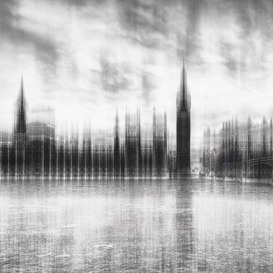 London Skyline Blurred, Plexiglass Artwork, 120cm x 80cm, Black/Grey - Andrew Martin - thumbnail 2