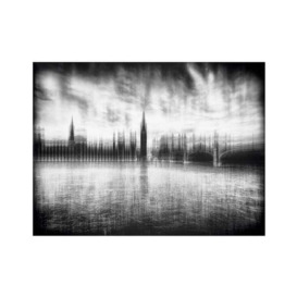 London Skyline Blurred, Plexiglass Artwork, 120cm x 80cm, Black/Grey - Andrew Martin - thumbnail 1