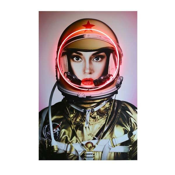 Space Girl, Gold, Neon Artwork, Gold, 122cm x 182cm - Andrew Martin Gold - image 1