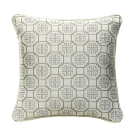Petro Natural , Sustainable Feather, Cushion - Andrew Martin Cotton Blend & Wool Blend Geometric