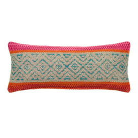 Pampas Teal , Sustainable Feather, Rectangle Cushion, 24CM X 57CM - Andrew Martin Stripe - thumbnail 1