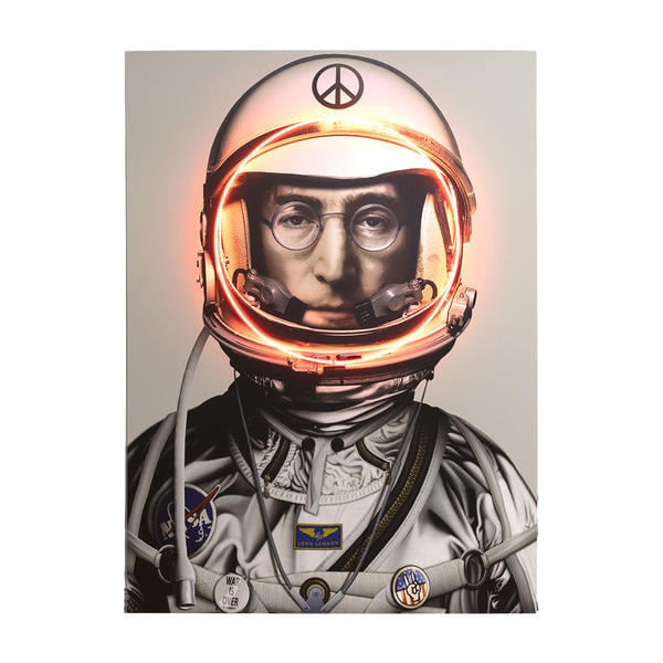 Space Man Lennon Silver , Neon Artwork, Silver, 109cm x 150cm - Andrew Martin - image 1