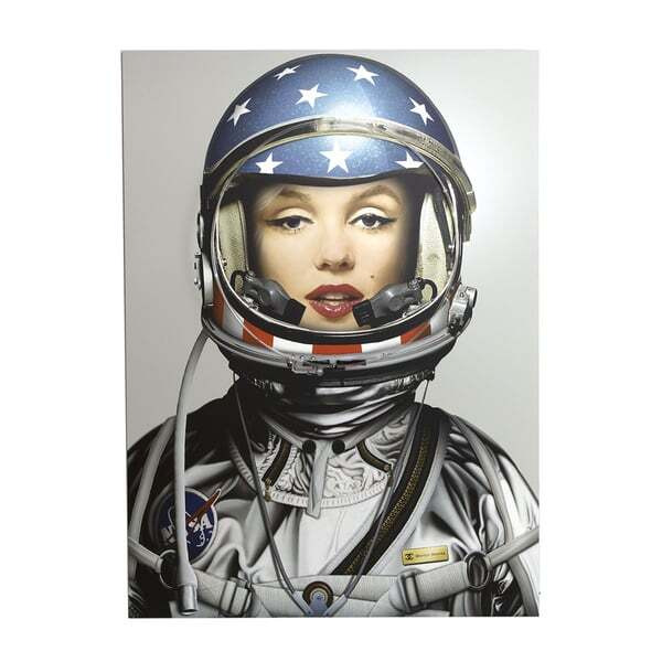 Space Girl Marilyn, Silver, Neon Artwork , 88cm x 120cm - Andrew Martin Silver - image 1