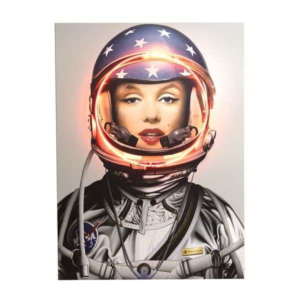 Space Girl Marilyn, Silver, Neon Artwork , 88cm x 120cm - Andrew Martin Silver - image 1
