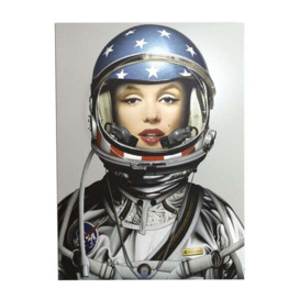 Space Girl Marilyn, Silver, Neon Artwork , 88cm x 120cm - Andrew Martin Silver - thumbnail 1