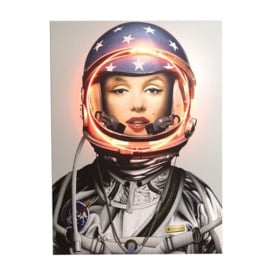 Space Girl Marilyn, Silver, Neon Artwork , 88cm x 120cm - Andrew Martin Silver - thumbnail 1