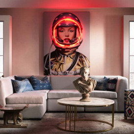 Space Girl Marilyn, Silver, Neon Artwork , 88cm x 120cm - Andrew Martin Silver - thumbnail 2