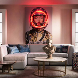 Space Girl Marilyn, Gold, Neon Artwork , 88cm x 120cm - Andrew Martin Gold - thumbnail 2