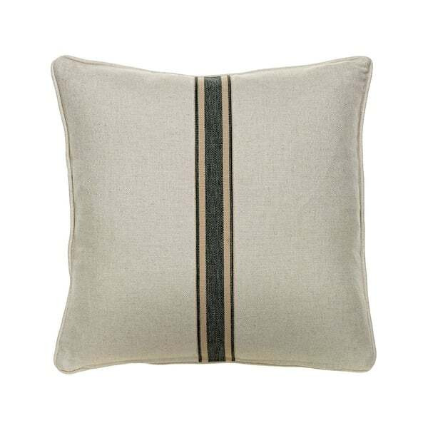 Hedgerow Medal Stripe Charcoal Tape, Sustainable Feather, Cushion - Andrew Martin Linen - image 1
