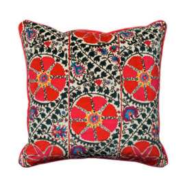 Uzbek, Sustainable Feather, Cushion, 55cm x 55cm, Coral - Andrew Martin Floral & Geometric & Paisley - thumbnail 1