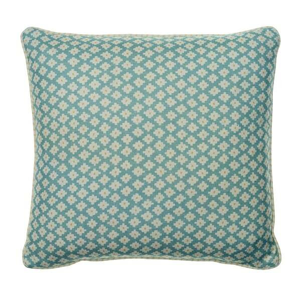 Maze Turquoise, Sustainable Feather, Cushion - Andrew Martin Turquoise Eco-conscious & Linen Blend & Viscose Blend Geometric & Small Prints - image 1