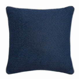 Olmo Outdoor Cushion Navy, Hollowfibre, Cushion, 55cm x 55cm - Andrew Martin Navy Plain Texture - thumbnail 1