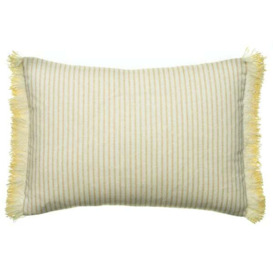 Picket Honey/Island Trim, Sustainable Feather, Cushion - Andrew Martin Honey Eco-conscious & With Trim/Fringe & Linen & Linen Blend Stripe
