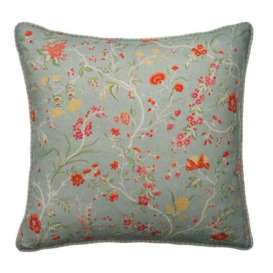 Ramble Duck Egg, Sustainable Feather, Cushion, 55cm x 55cm - Andrew Martin Duck Egg Eco-conscious & Linen & Linen Blend Floral