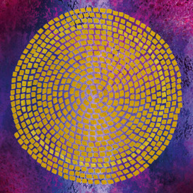Labyrinth, 100cm x 100cm, Gold/Purple - Andrew Martin