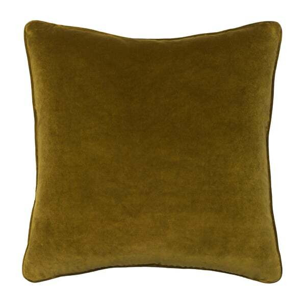 Medici Olive, Sustainable Feather, Cushion - Andrew Martin Olive Eco-conscious & Cotton & Velvet Plain - image 1