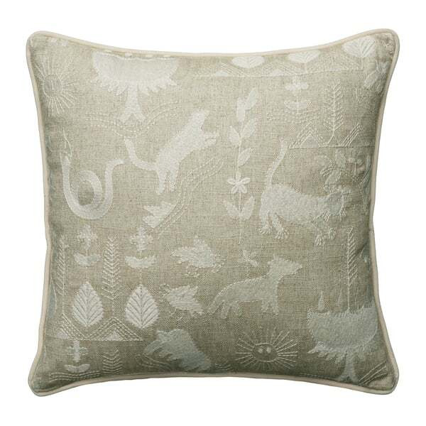 Scout Ivory, Sustainable Feather, Cushion - Andrew Martin Ivory Linen & Linen Blend Embroidered & Animal & Floral - image 1