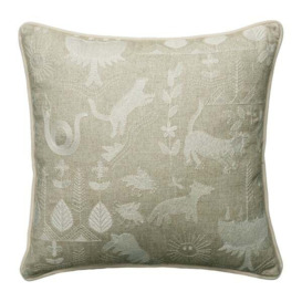 Scout Ivory, Sustainable Feather, Cushion - Andrew Martin Ivory Linen & Linen Blend Embroidered & Animal & Floral - thumbnail 1