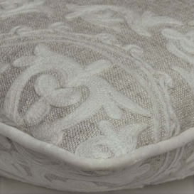 Yurt Ivory , Sustainable Feather, Cushion - Andrew Martin Linen & Linen Blend Embroidered & Floral & Geometric - thumbnail 2