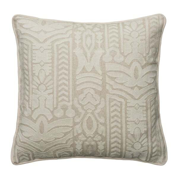 Totem Ivory, Sustainable Feather, Cushion - Andrew Martin Ivory Linen & Linen Blend Embroidered & Floral & Geometric - image 1