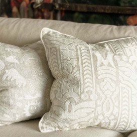 Totem Ivory, Sustainable Feather, Cushion - Andrew Martin Ivory Linen & Linen Blend Embroidered & Floral & Geometric - thumbnail 2