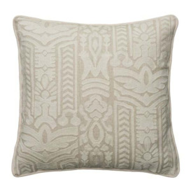 Totem Ivory, Sustainable Feather, Cushion - Andrew Martin Ivory Linen & Linen Blend Embroidered & Floral & Geometric - thumbnail 1