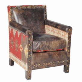 Marlborough, Chair, Kilim Fudge, Brown/Red/Patterned - Andrew Martin Leather - thumbnail 1