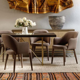 Xanthe, Dining Chair, Bronze/Brown/Grey - Andrew Martin Velvet - thumbnail 2