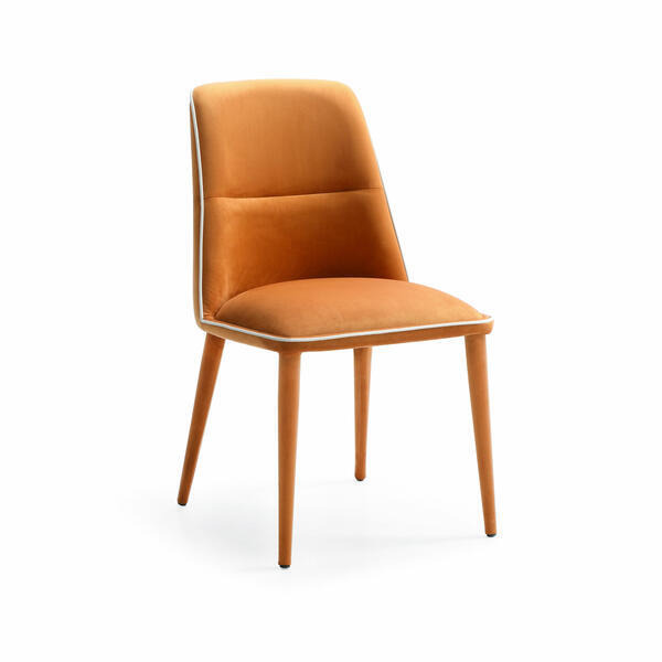Milo Orange, Dining Chair - Andrew Martin Orange Velvet & Moleskin - image 1