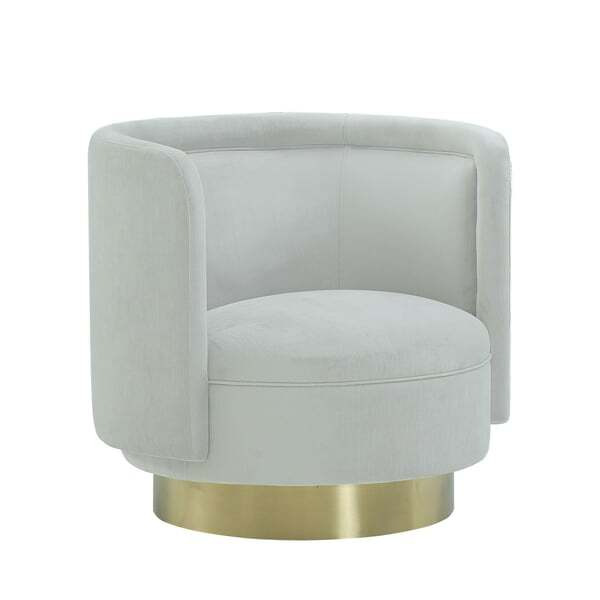 Marlow, Swivel Chair, Grey/Light Neutral - Andrew Martin Velvet - image 1