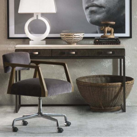 Theo, Desk Chair, Grey/Brown/Metallic - Andrew Martin Velvet - thumbnail 2