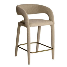 Knox, Bar Stool, Bronze/Dark Neutral - Andrew Martin Boucle & Other Fabric