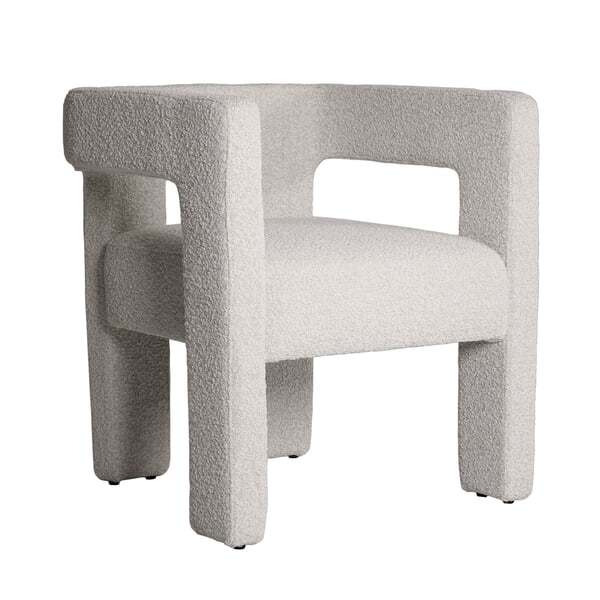 Pim, Accent Chair/ Dining Chair, White/Light Neutral - Andrew Martin Boucle - image 1