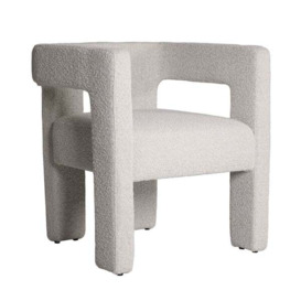 Pim, Accent Chair/ Dining Chair, White/Light Neutral - Andrew Martin Boucle