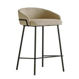 Cara, Bar Stool, Bronze/Brown/Dark Neutral - Andrew Martin Boucle & Other Fabric