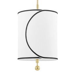 Zara Pendant Light, Small, Black/Brass/White - Andrew Martin