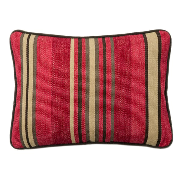 Portscatho Plume Rectangular, Sustainable Feather, Cushion, 55cm x 40cm, Red - Andrew Martin Wool Blend Stripe - image 1
